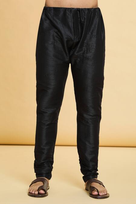 Arihant Rai Sinha_Blue Jacquard, Silk Embroidery Floret Geometric Pattern Kurta _at_Aza_Fashions