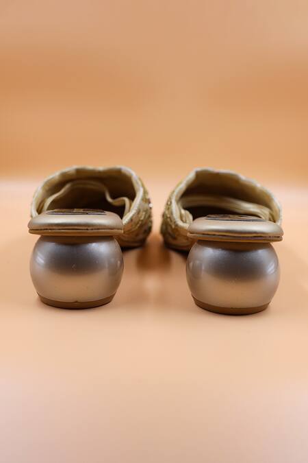 Buy_Foot Fuel_Gold Sequins, Zari, Embroidery Eleanor Embellished Mules _Online_at_Aza_Fashions