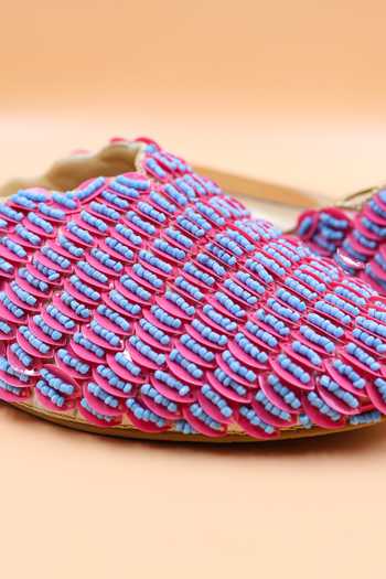 Foot Fuel_Pink Zari, Sequins Addison Embellished Mules _Online_at_Aza_Fashions
