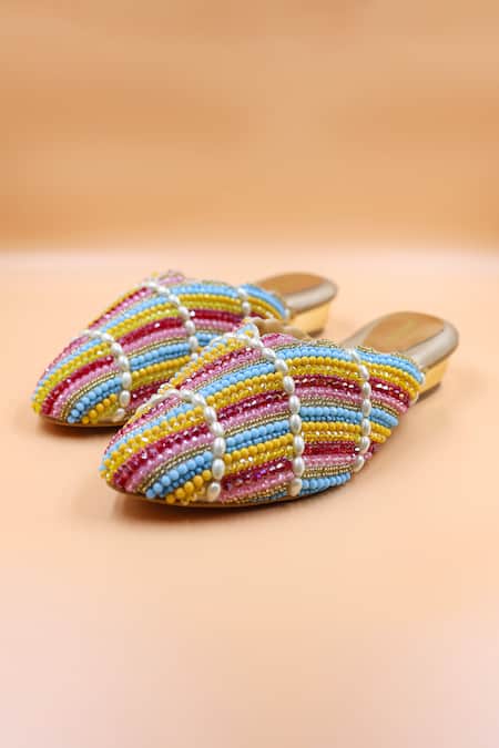 Foot Fuel Ava Bead Embellished Mules 