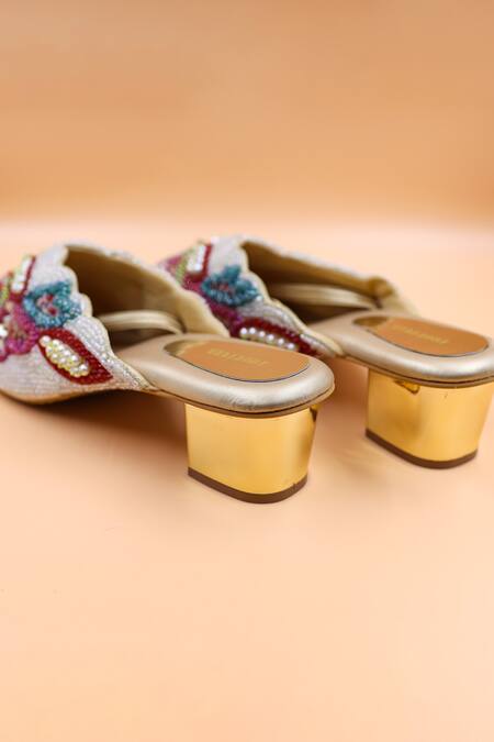 Buy_Foot Fuel_Multi Color Beads, Pearls Isabella Embellished Mules _Online_at_Aza_Fashions