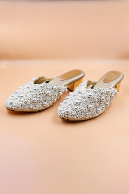 Foot Fuel Sophia Sequin Cluster Embellished Mules 