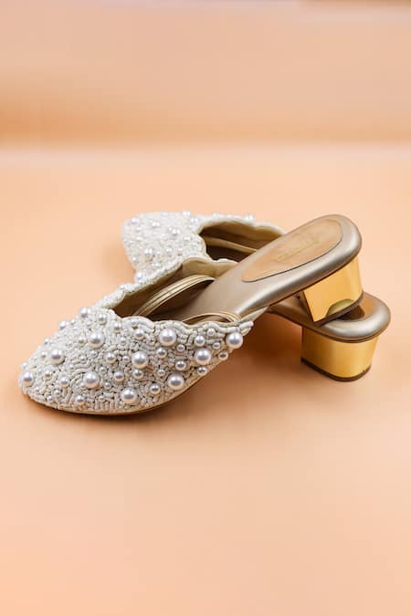 Foot Fuel Sophia Sequin Cluster Embellished Mules 