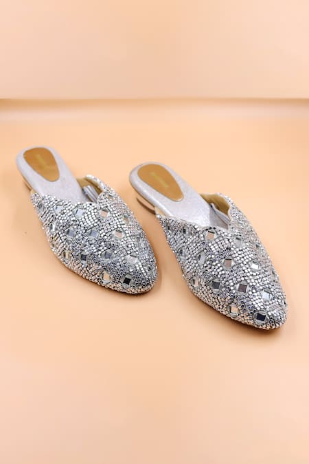 Foot Fuel Mia Mirror Embellished Mules 
