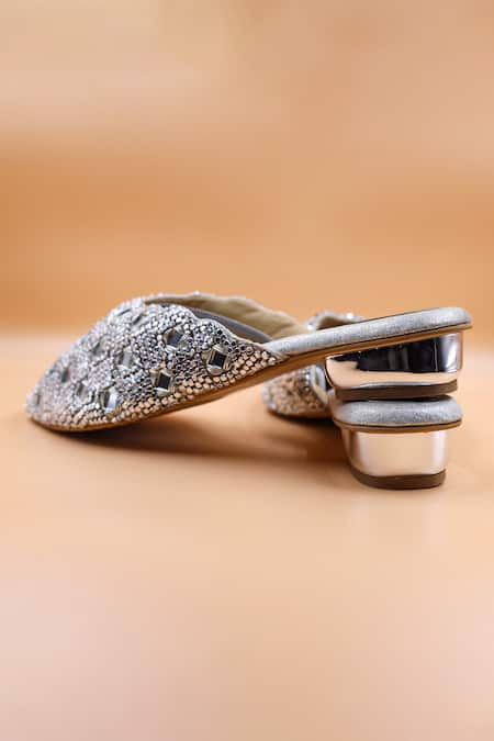 Foot Fuel Mia Mirror Embellished Mules 