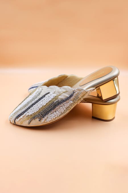 Foot Fuel Amelia Bead Wave Embellished Mules 