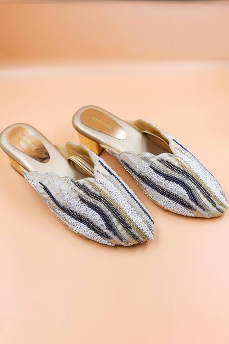 Foot Fuel Multi Color Beads Amelia Wave Embellished Mules Online at Aza Fashions Foot Fuel_Multi Color Beads Amelia Wave Embellished Mules _Online_at_Aza_Fashions