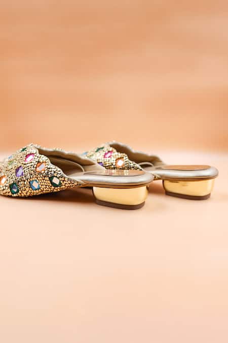 Foot Fuel Harper Bead Mirror Embellished Mules 