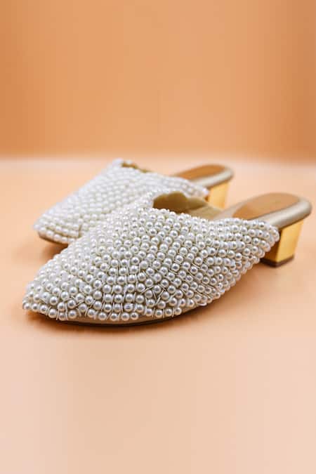 Foot Fuel Emily Pearl Embellished Mules 