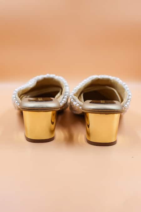 Foot Fuel Gold Pearls Emily Embellished Mules Online at Aza Fashions Foot Fuel_Gold Pearls Emily Embellished Mules _Online_at_Aza_Fashions