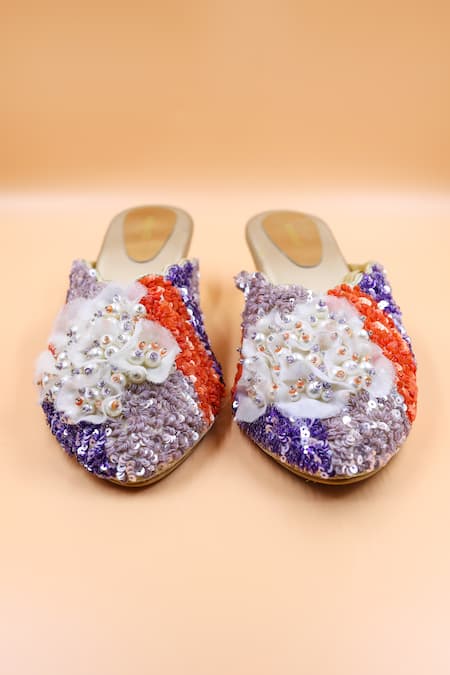 Foot Fuel Ella Applique Sequin Embellished Mules 