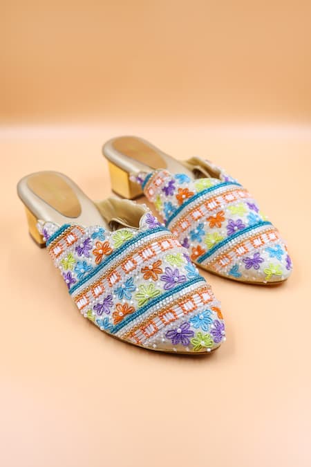 Foot Fuel Avery Floral Embroidered Mules 