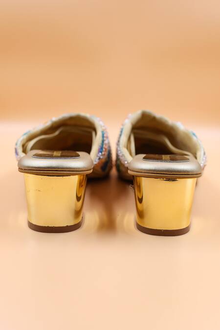 Foot Fuel_Multi Color Embroidery, Beads Avery Floral Mules _Online_at_Aza_Fashions