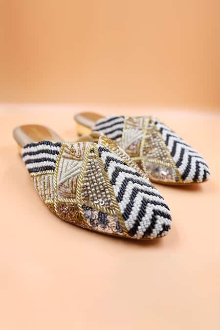 Foot Fuel Sofia Bead Collage Embellished Mules 