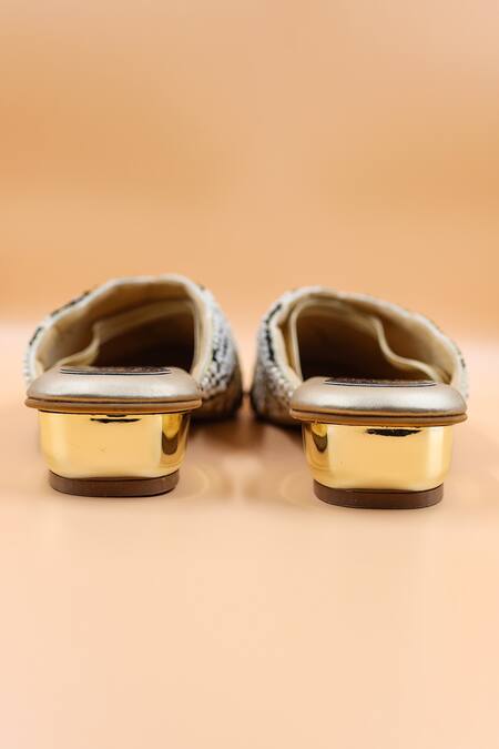 Buy_Foot Fuel_Gold Beads, Sequins Sofia Collage Embellished Mules _Online_at_Aza_Fashions