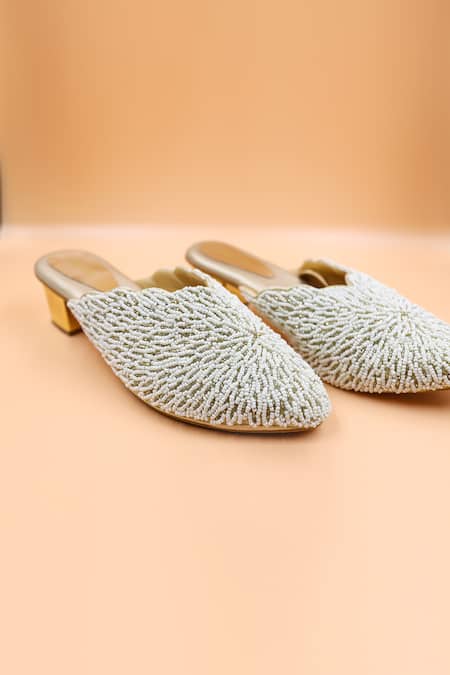 Foot Fuel Camila Bead Web Embellished Mules 