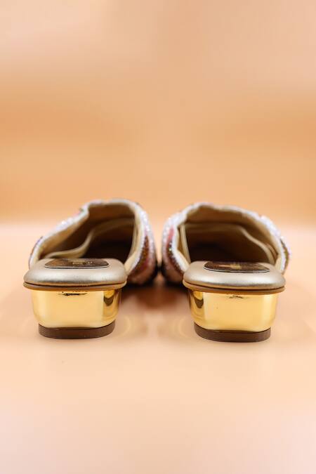 Buy_Foot Fuel_Multi Color Embroidery, Beads Madison Mosaic Embellished Mules _Online_at_Aza_Fashions