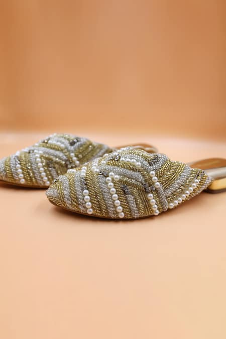 Foot Fuel Penelope Bead Interlaced Embellished Mules 