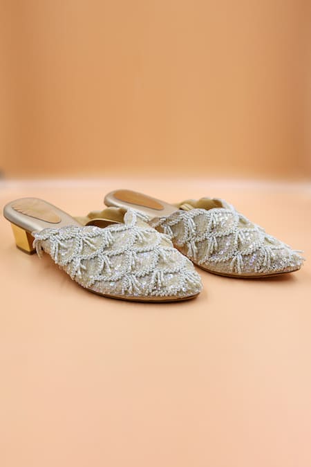 Foot Fuel Zoey Bead Scallop Embellished Mules 