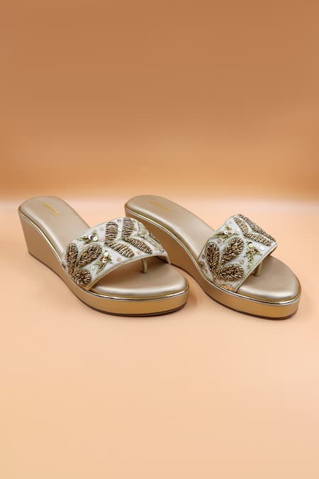 Foot Fuel Caroline Leaf Embellished Wedges 