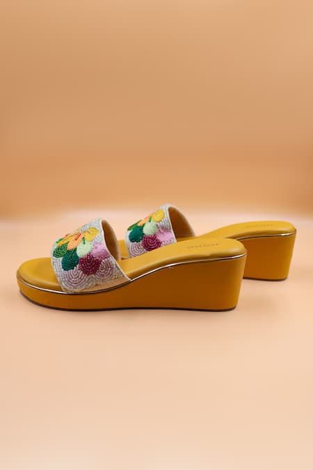 Foot Fuel Rebeka Floral Embroidered Wedges 