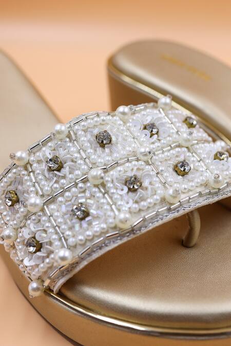 Foot Fuel_Gold Cut Work, Beads Witch Embellished Wedges _Online_at_Aza_Fashions