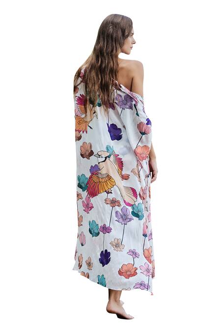 Shop_Nautanky_Multi Color Polyester High Neck Floral Printed Monokini With Cape _Online_at_Aza_Fashions