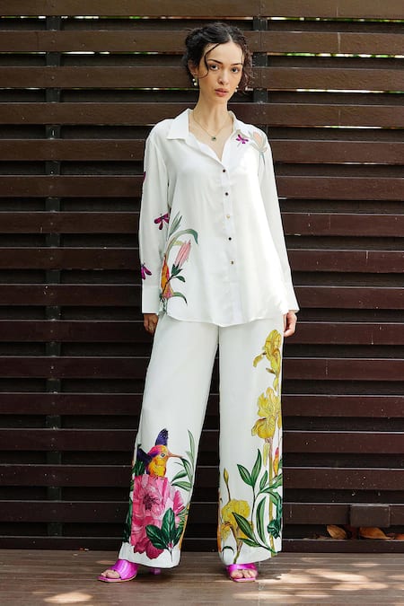 Nautanky Blossom Placement Print Shirt With Pant 