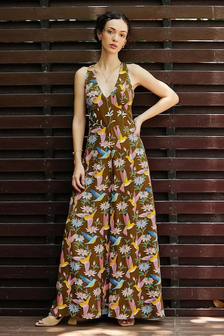 Nautanky Aviary Botanical Print Jumpsuit 