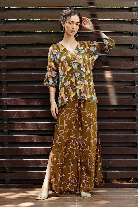 Nautanky Aviary Printed Boxy Tunic With Pant 