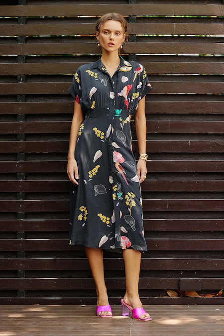 Nautanky Eden Floral Print Shirt Dress 