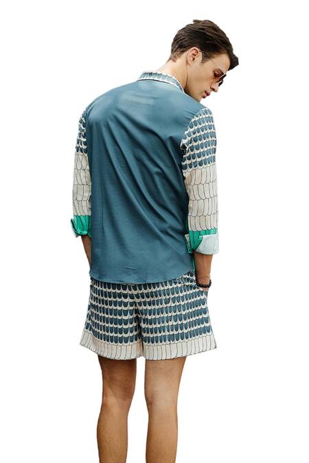 Buy_Nautanky_Multi Color Polyester, Faux Leather Tropicana Printed Shirt With Shorts _Online_at_Aza_Fashions