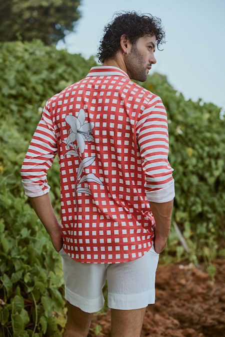 Nautanky_White Polyester Paradise Printed Shirt With Shorts _Online_at_Aza_Fashions