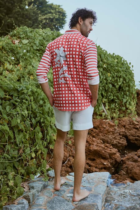 Shop_Nautanky_White Polyester Paradise Printed Shirt With Shorts _at_Aza_Fashions