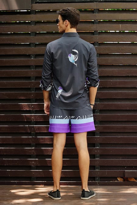 Shop Nautanky Black Cotton Breeze Printed Shirt With Shorts at Aza Fashions Shop_Nautanky_Black Cotton Breeze Printed Shirt With Shorts _at_Aza_Fashions