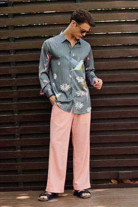 Nautanky Grey Cotton Exotic Charm Printed Shirt With Pant Online at Aza Fashions Nautanky_Grey Cotton Exotic Charm Printed Shirt With Pant _Online_at_Aza_Fashions