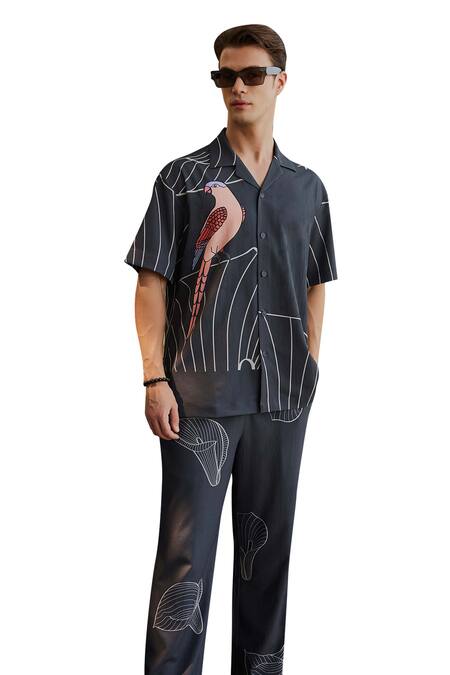 Buy Nautanky Grey Cotton Ebony Printed Shirt With Pant Online at Aza Fashions Buy_Nautanky_Grey Cotton Ebony Printed Shirt With Pant _Online_at_Aza_Fashions
