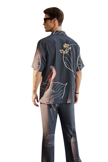 Nautanky Grey Cotton Ebony Printed Shirt With Pant at Aza Fashions Nautanky_Grey Cotton Ebony Printed Shirt With Pant _at_Aza_Fashions