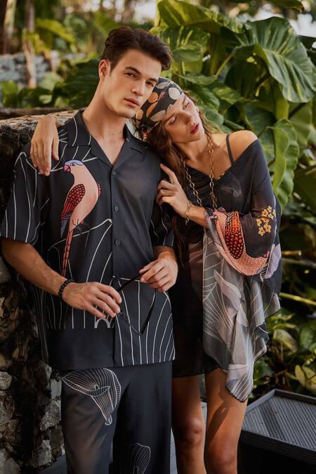 Buy Nautanky Grey Cotton Ebony Printed Shirt With Pant Buy_Nautanky_Grey Cotton Ebony Printed Shirt With Pant