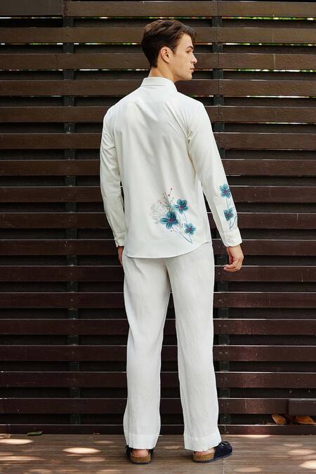 Buy Nautanky White Polyester Embroidery Song Bird Bomber Jacket With Pant Buy_Nautanky_White Polyester Embroidery Song Bird Bomber Jacket With Pant