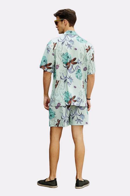 Shop_Nautanky_Green Cotton Exotic Print Shirt With Shorts _Online_at_Aza_Fashions