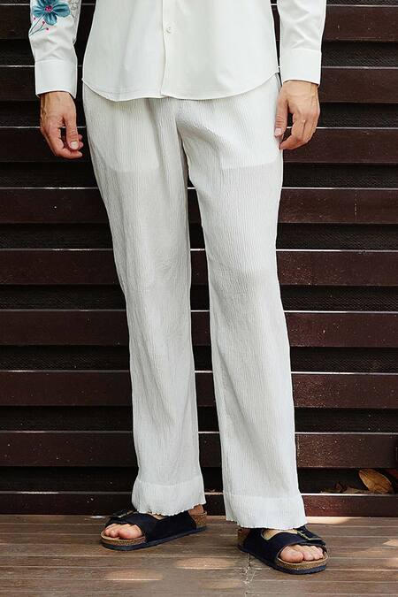 Shop_Nautanky_White Polyester Embroidery Wilderness Printed Shirt With Pant _Online_at_Aza_Fashions