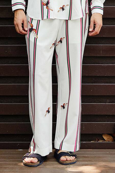 Nautanky_White Polyester Embroidery Iceland Duet Printed Shirt With Pant _Online_at_Aza_Fashions