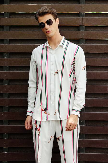 Nautanky_White Polyester Embroidery Iceland Duet Printed Shirt With Pant _at_Aza_Fashions