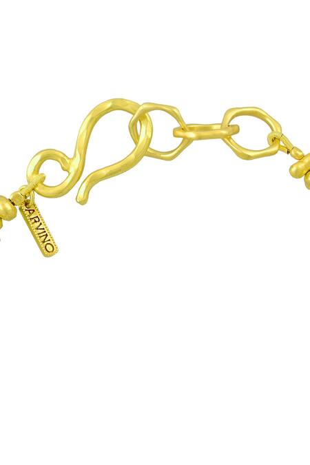 Arvino_Gold Plated Beads Molten Metal Anklet _Online_at_Aza_Fashions