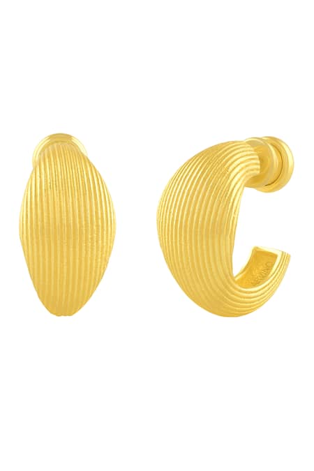 Arvino_Gold Plated Pratapgari Striated Mini Hoops _Online_at_Aza_Fashions