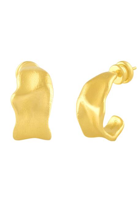 Arvino_Gold Plated Mini Molten Crimped Hoops _Online_at_Aza_Fashions