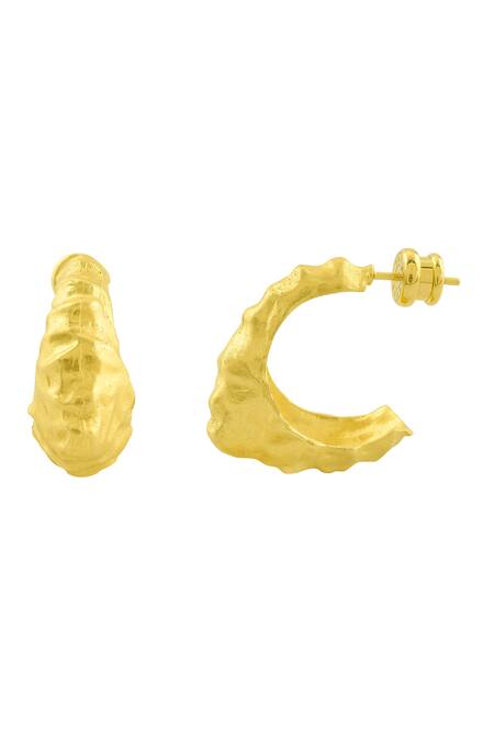 Arvino_Gold Plated Foil Hoops _Online_at_Aza_Fashions