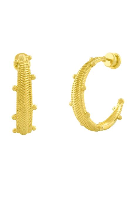 Arvino_Gold Plated Chunky Chevron Carved Hoops _Online_at_Aza_Fashions