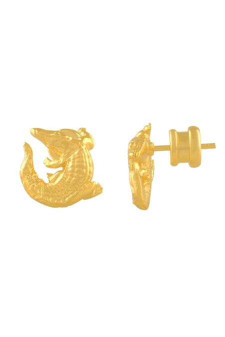 Arvino_Gold Plated Croc Studs _Online_at_Aza_Fashions
